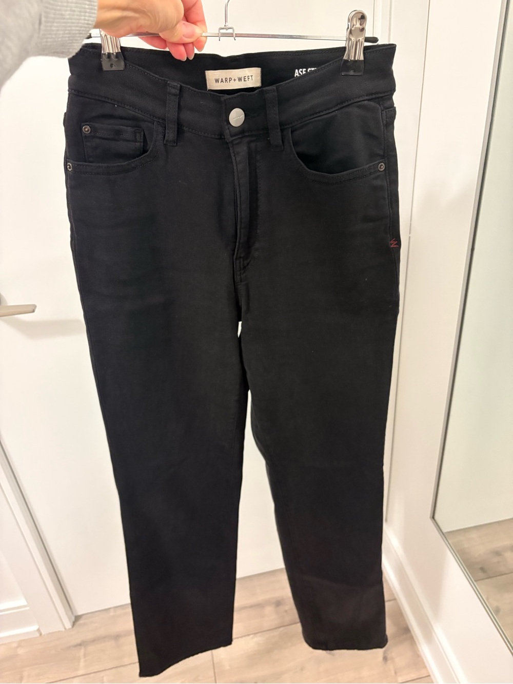 Warp + Weft Black Straight-Leg High-Rise Jeans size 26
